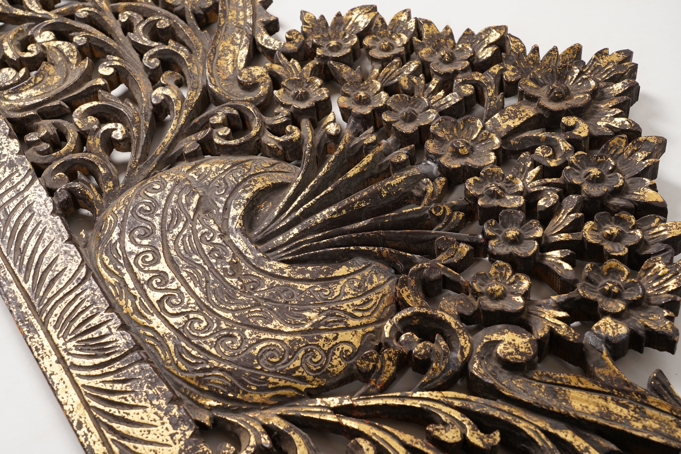 A Burmese gilt lacquered wood cresting, 19th century